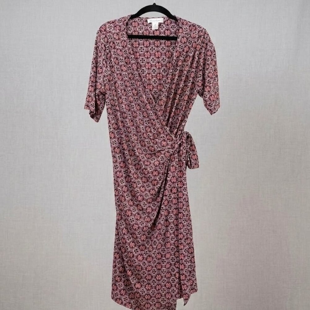Motherhood Maternity Geometric Print Wrap Dress L - Picture 2 of 7